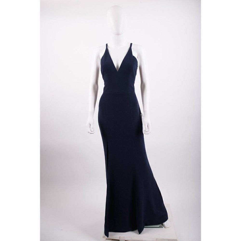 Dress The Population Womans Iris Evening Gown Dress Sz M Midnight Navy Blue NWT